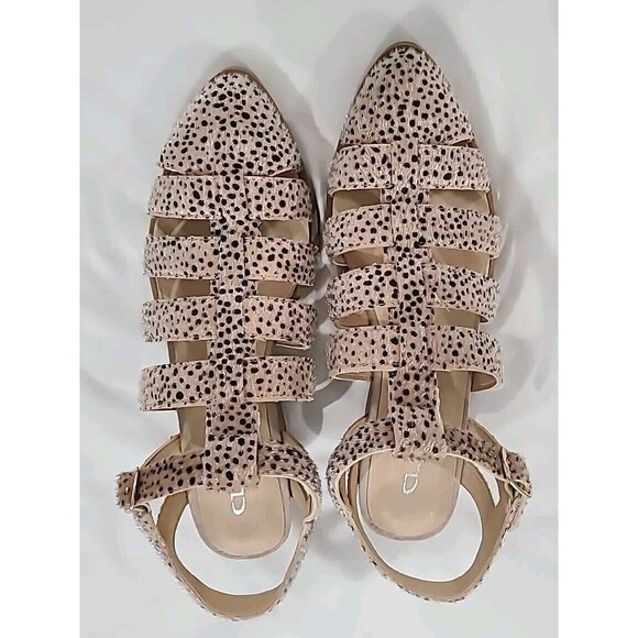 CL Chinese Laundry Caileigh Tan Nude Spotted Calf Hair Cheetah Gladiator Sandals - Picture 3 of 10
